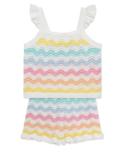 Wavy Pointelle Knit Short Set (2T-4T)
