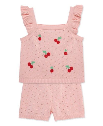 Cherry Pointelle Knit Short Set (12M-24M)