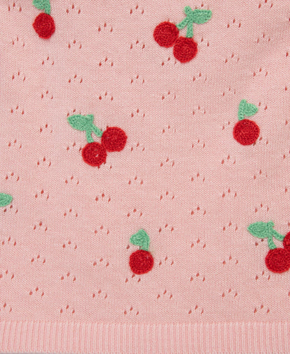 Cherry Pointelle Knit Short Set (2T-4T)