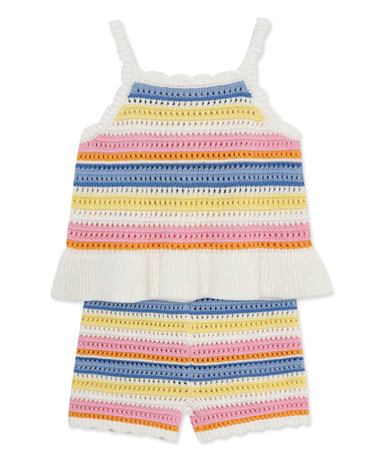 Fun Stripe Pointelle Knit Short Set (12M-24M)