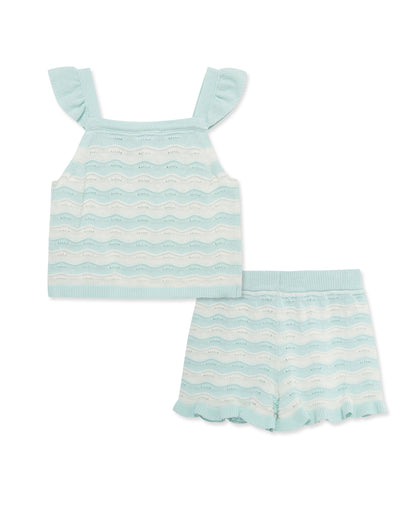Aqua Pointelle Knit Short Set (12M-24M)