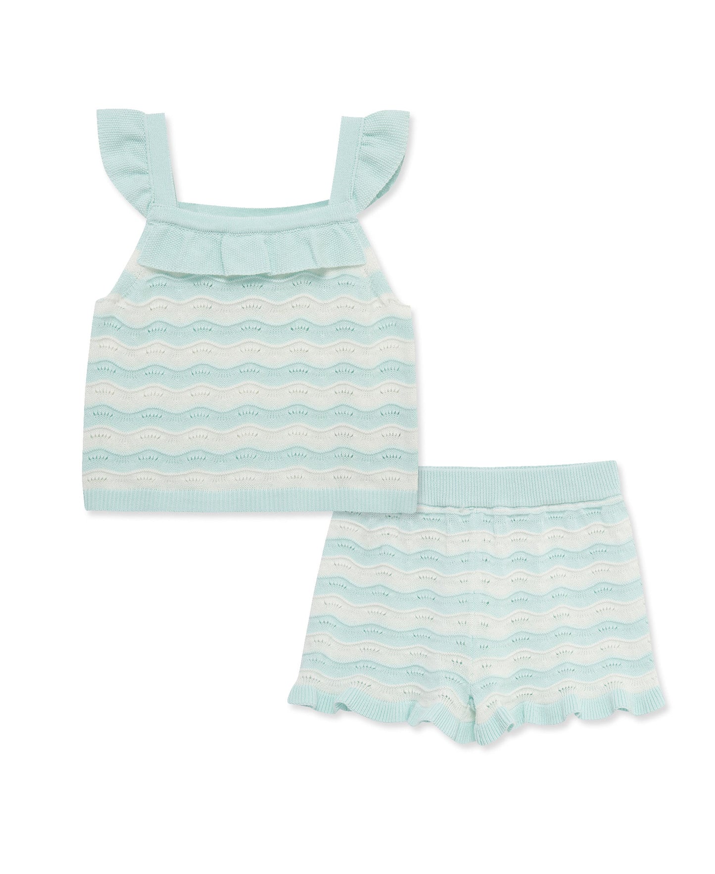 Aqua Pointelle Knit Short Set (2T-4T)