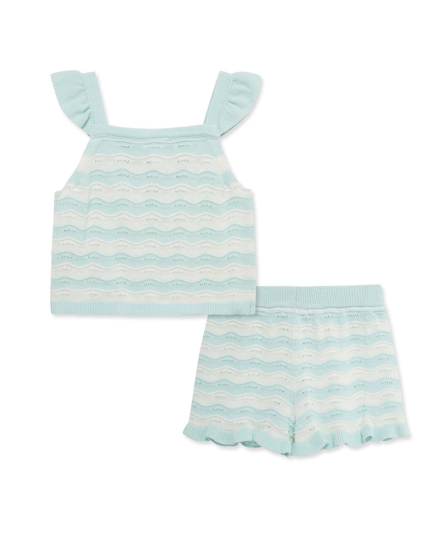 Aqua Pointelle Knit Short Set (2T-4T)