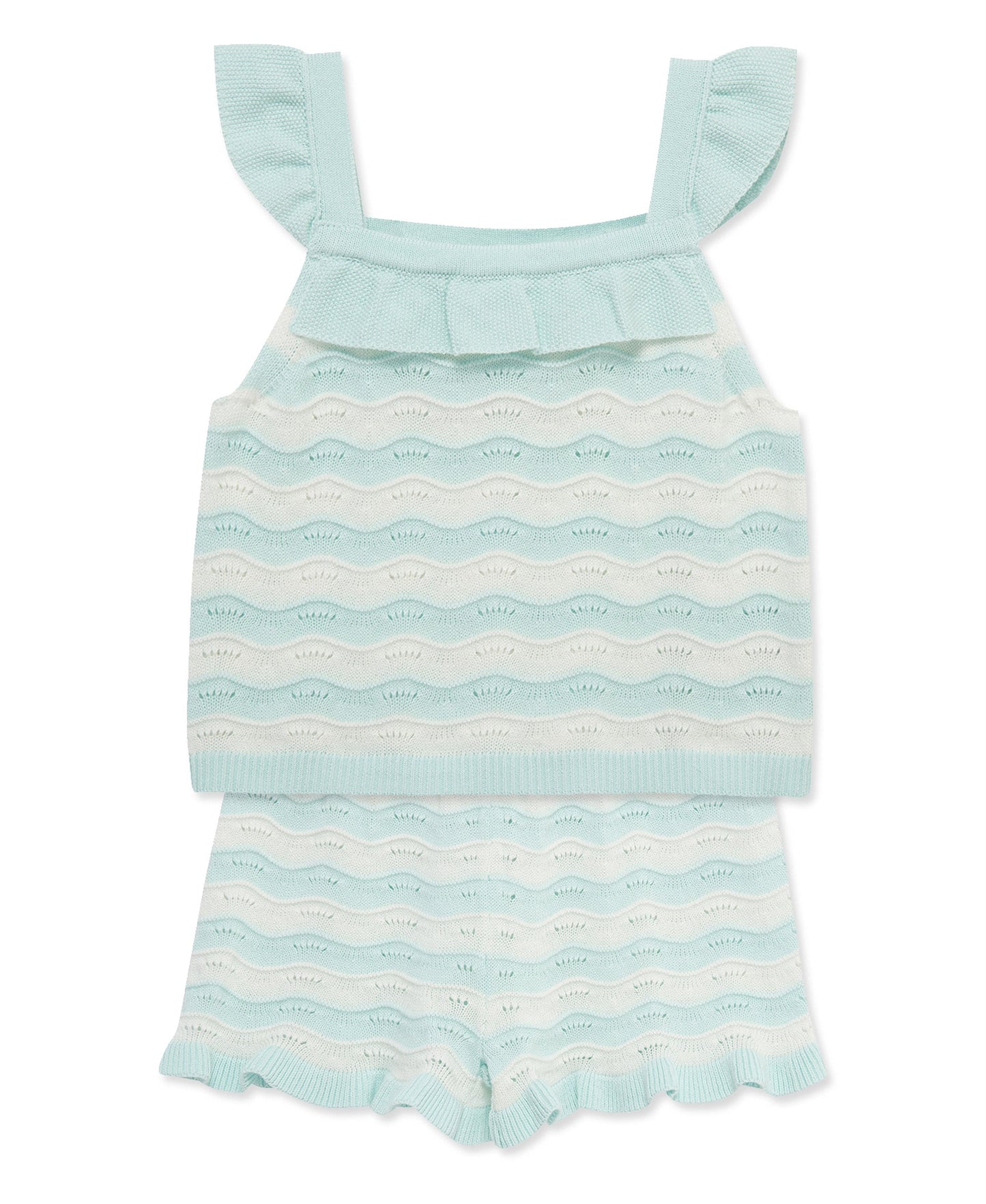 Aqua Pointelle Knit Short Set (2T-4T)