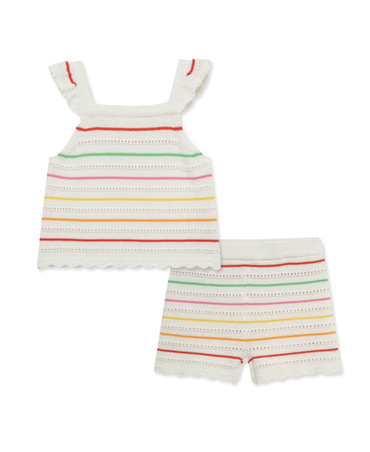 Thin Stripe Pointelle Knit Short Set (12M-24M)