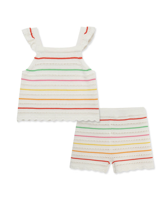 Thin Stripe Pointelle Knit Short Set (12M-24M)