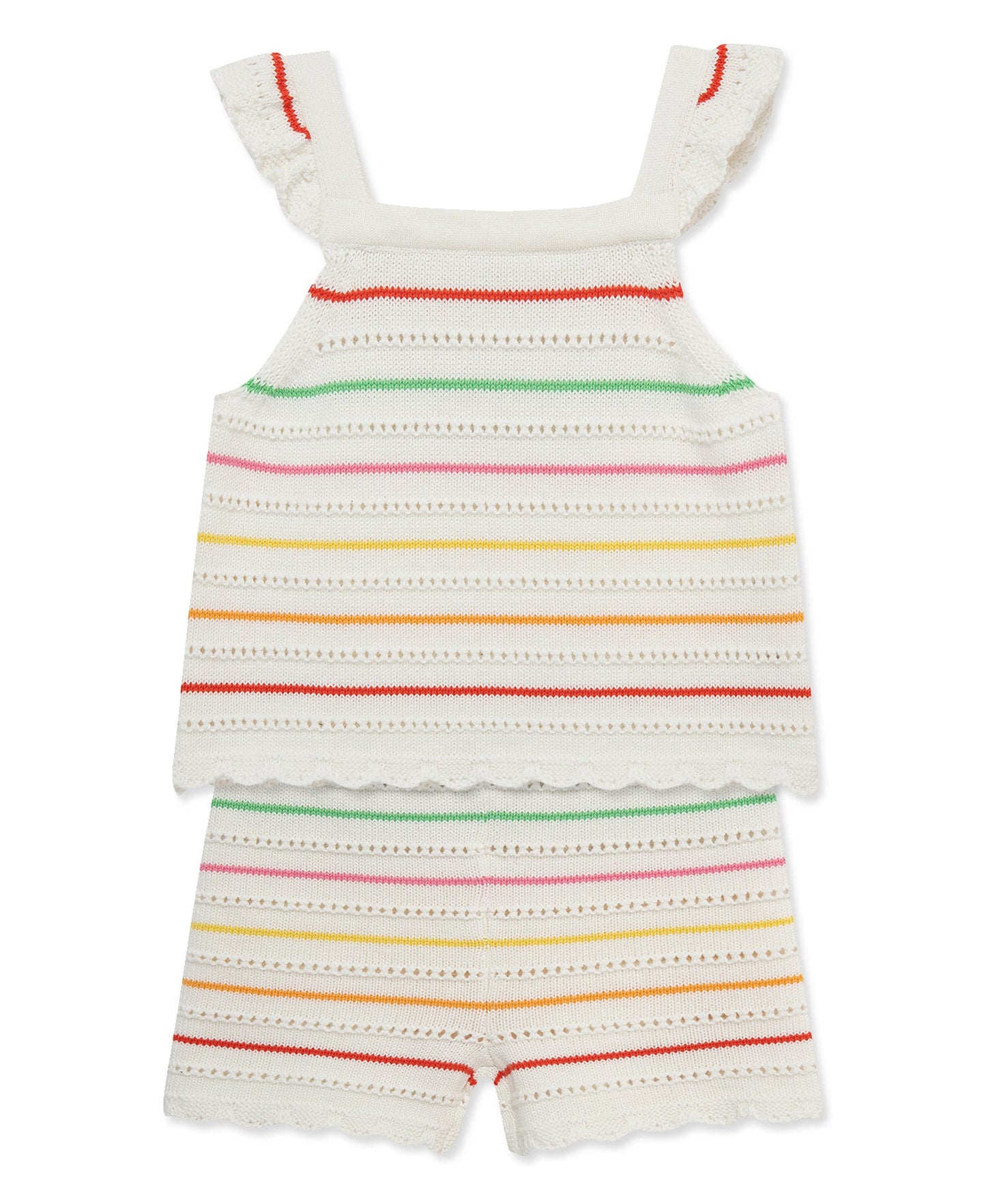Thin Stripe Pointelle Knit Short Set (12M-24M)
