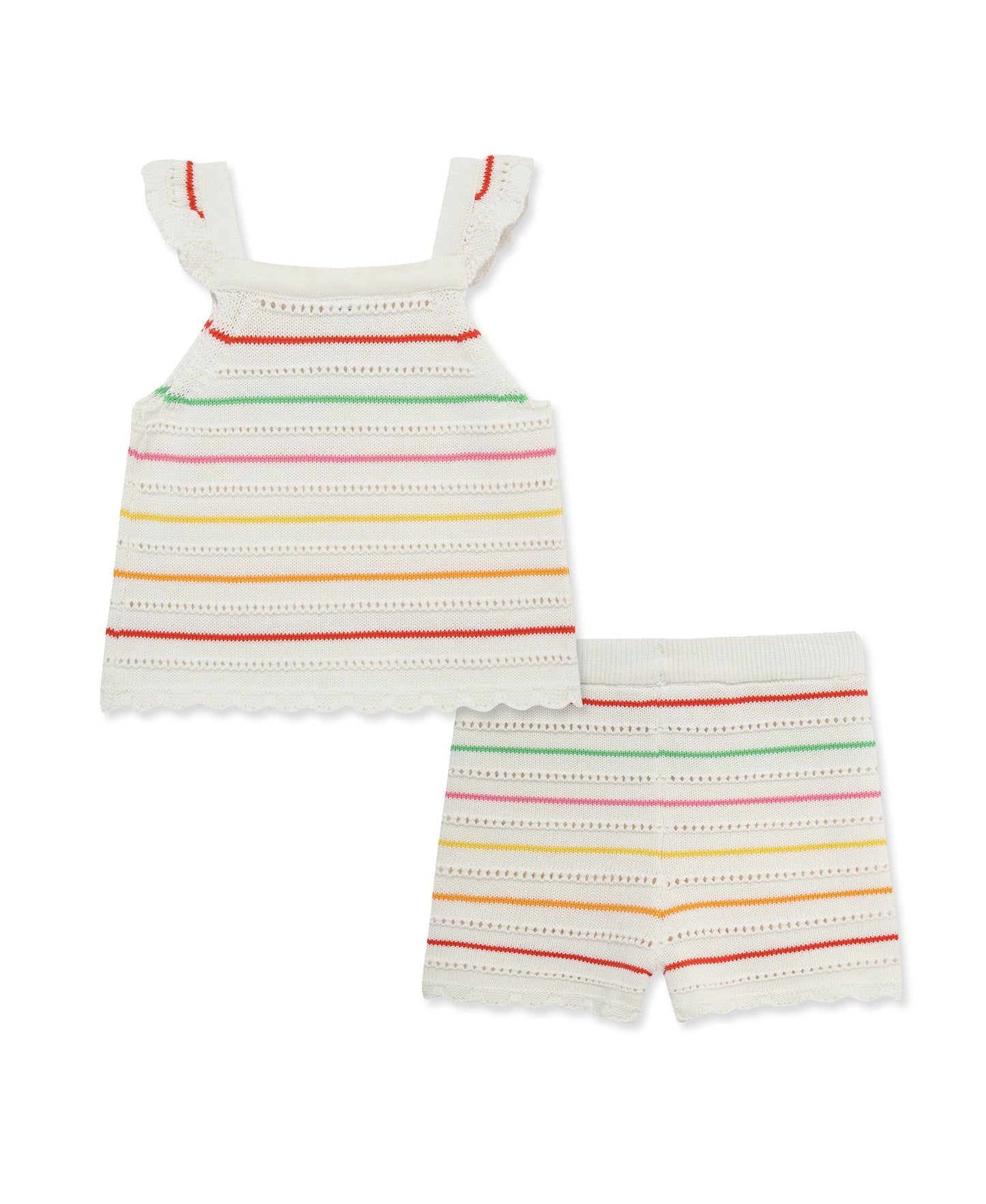 Thin Stripe Pointelle Knit Short Set (2T-4T)