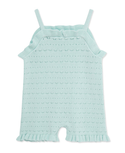 Aqua Pointelle Knit Romper (2T-4T)