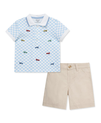 Race Car Polo Short Set (12M-24M)