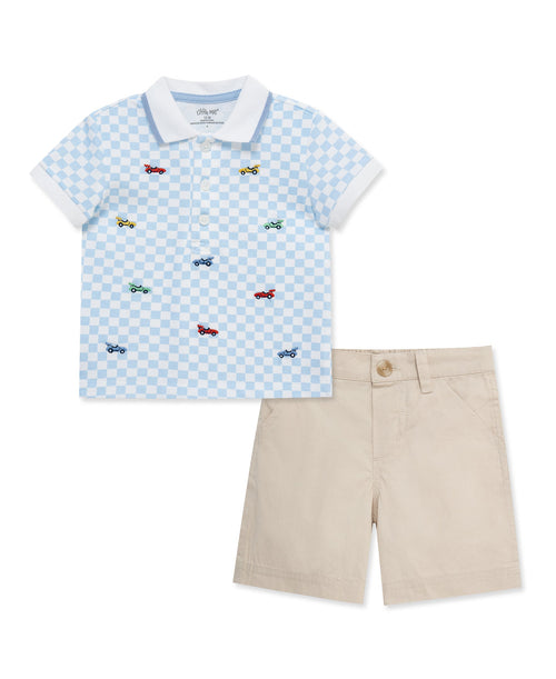 Race Car Polo Short Set (2T-4T)