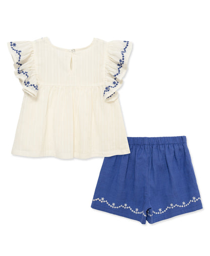 Blue Floral 2-Piece Woven Play Set (2T-4T)