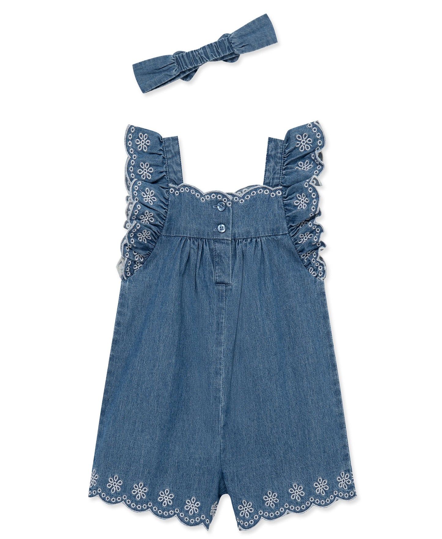 Chambray Woven Romper & Headband (2T-4T)