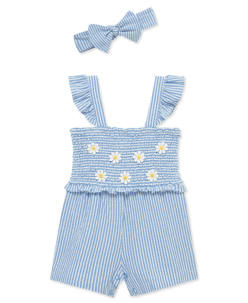 Blue Daisy Knit Romper & Headband (2T-4T)