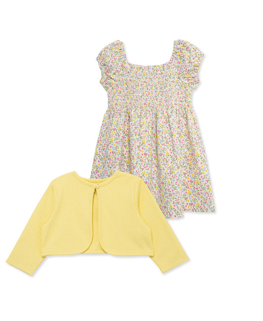 Garden Knit Dress & Cardigan Set (2T-4T)