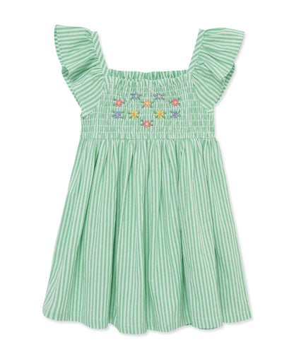 Green Embroidered Woven Sundress (2T-4T)
