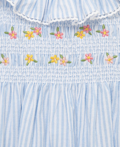 Blue Smocked Woven Sundress w/ Panty (12M-24M)