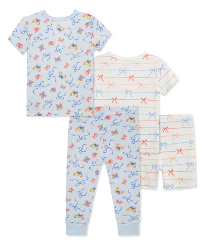 Bows 4-Piece Pajama Set (2T-4T)