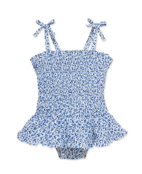 Blue Floral 1-Piece Swimsuit (6M-24M)