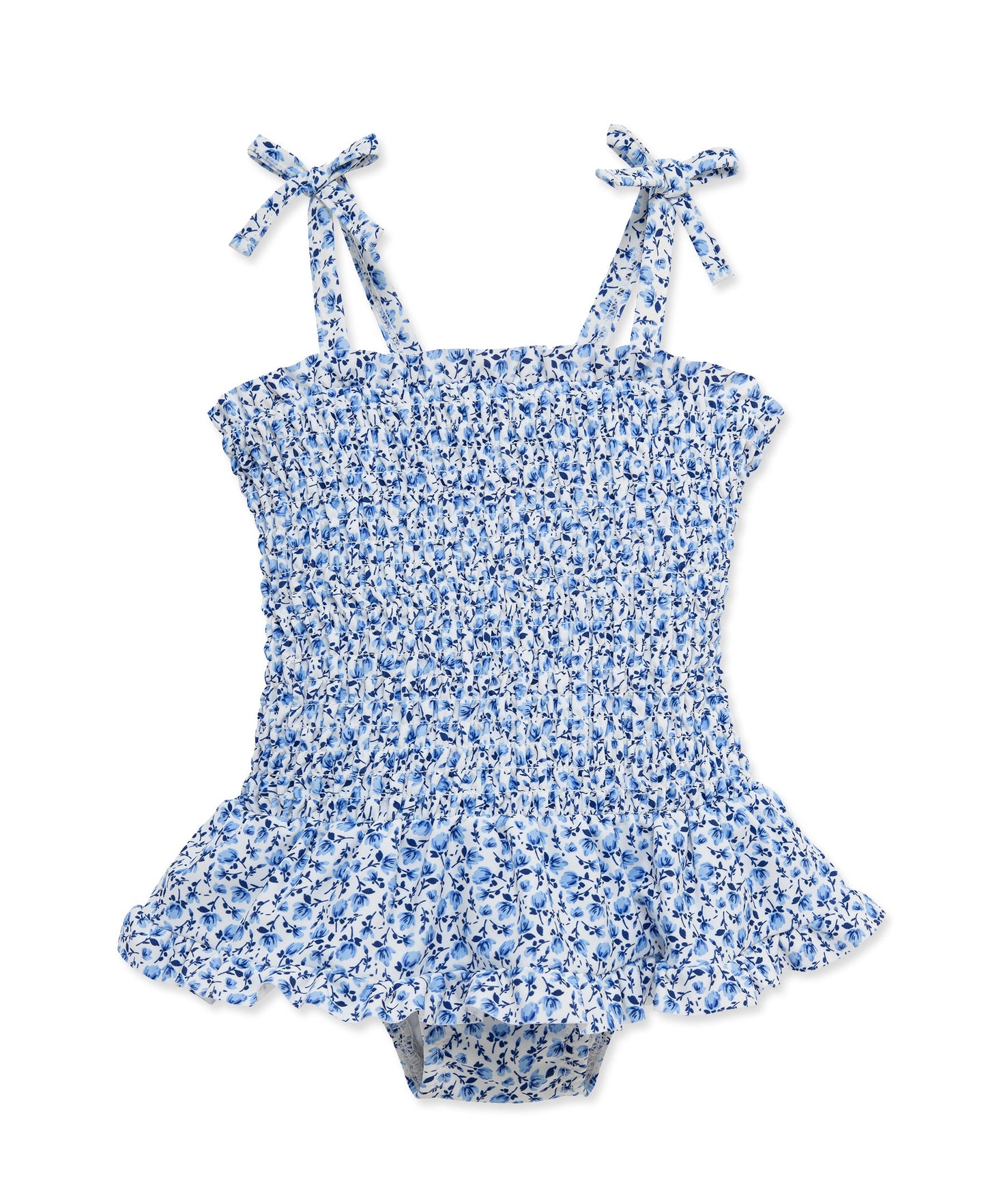 Blue Floral 1-Piece Swimsuit (2T-4T)