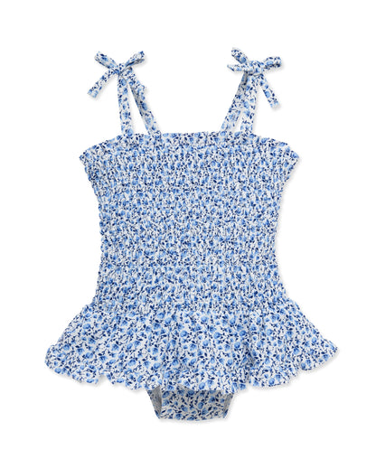 Blue Floral 1-Piece Swimsuit (2T-4T)