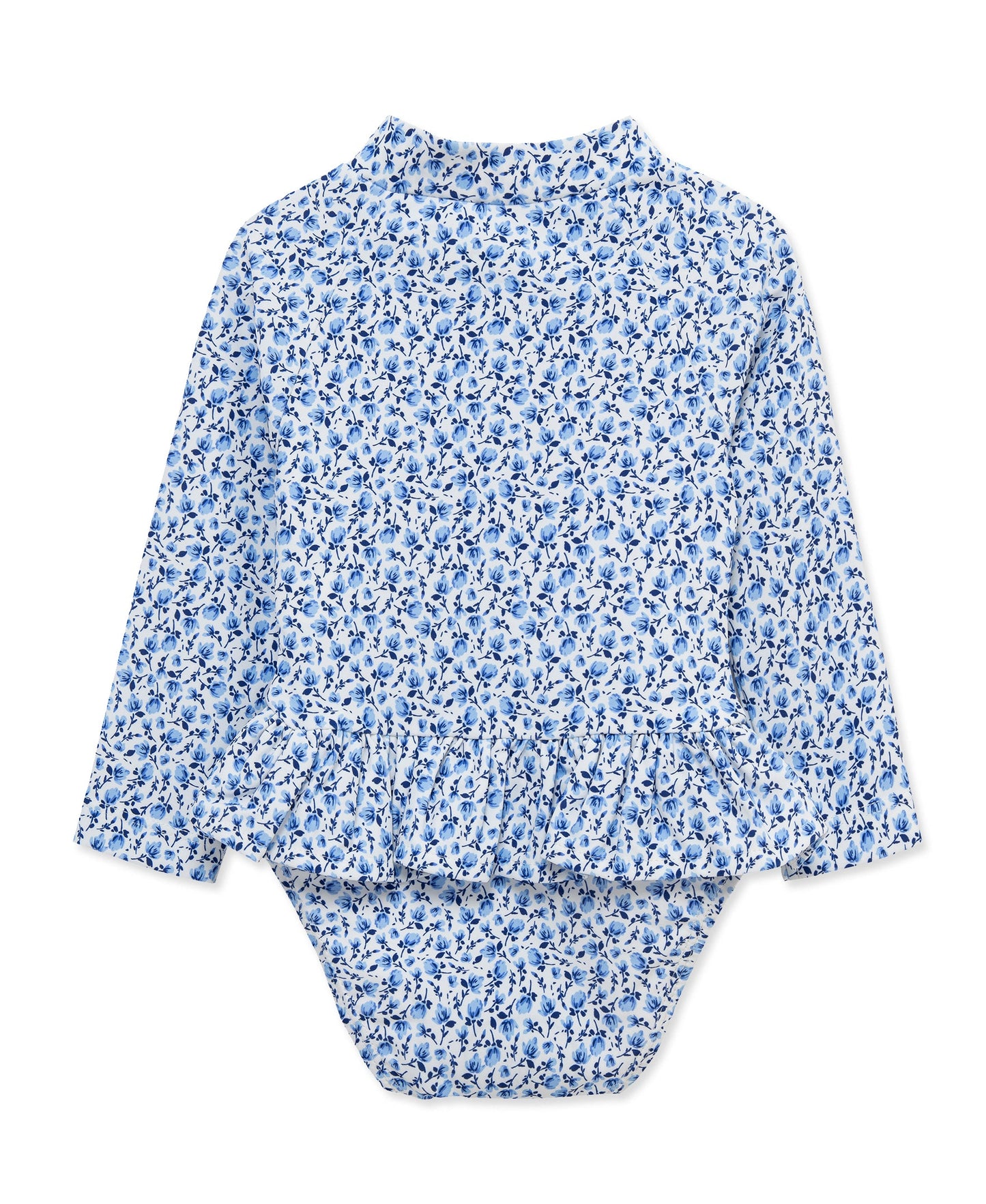 Blue Floral 1-Piece Rashguard Suit (6M-24M)