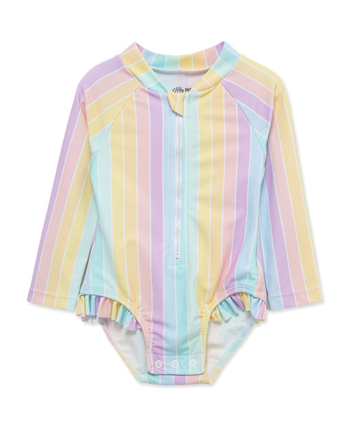Multi Stripe 1-Piece Rashguard Suit (2T-4T)