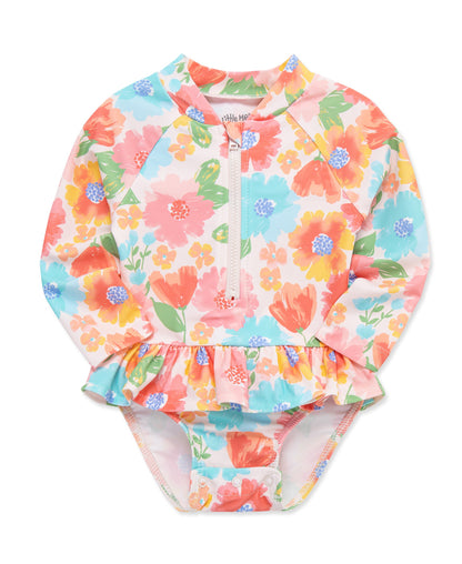 Multi Floral 1-Piece Rashguard Suit (2T-4T)