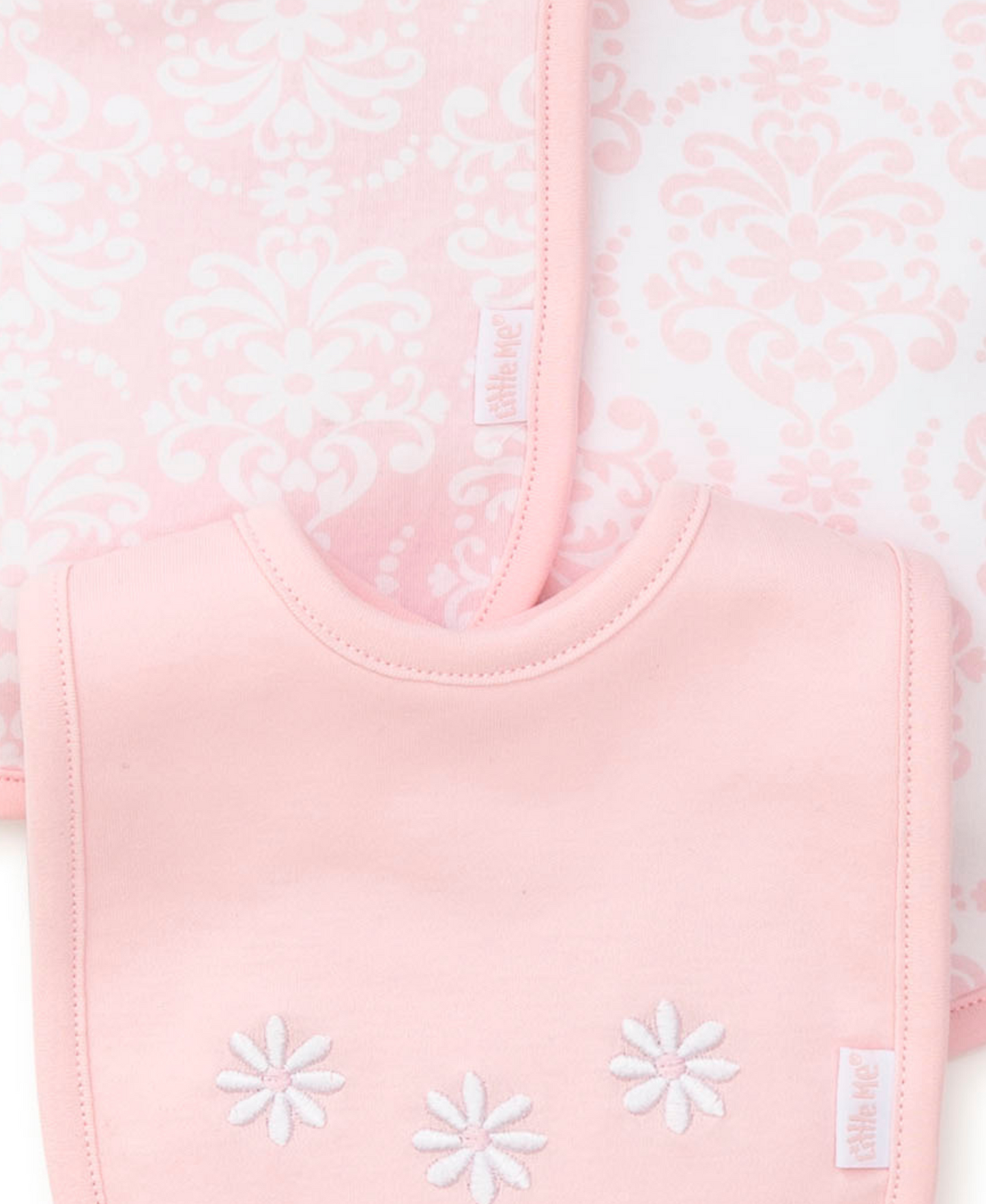 Damask Scroll Bib & Burp Set
