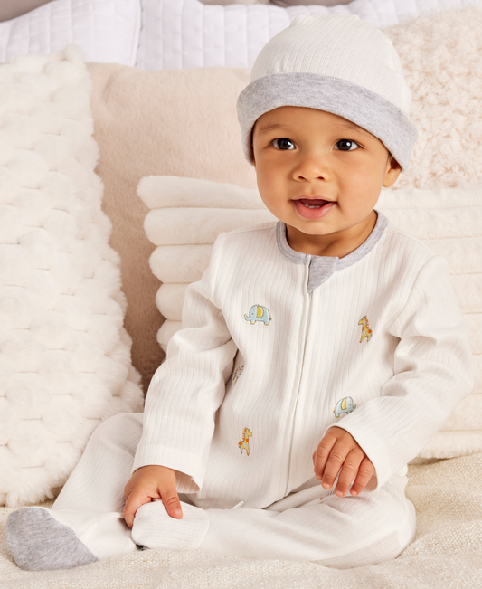Safari 2-Way-Zip Footed One-Piece & Hat